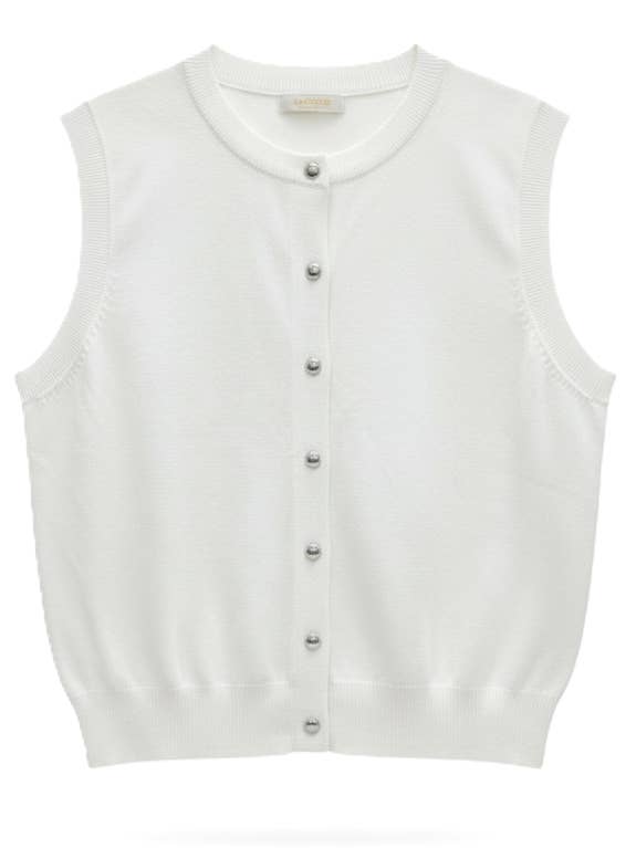 WF2730 CANOTTA A MAGLIA CON BOTTONI BIANCHI per la vendita all'ingrosso da parte di Malissa J Collection