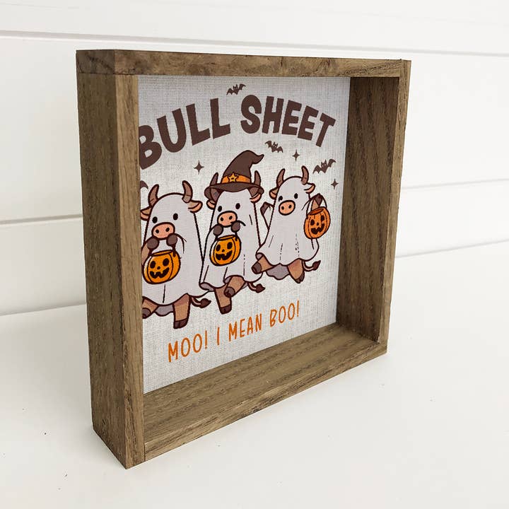 Hangout Home – wholesale Sign – Funny Halloween Bull Sheet - Halloween Canvas Art - Framed 1
