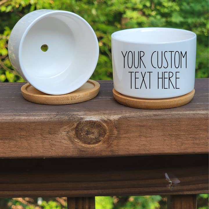 Vulpine Vinyls - Wholesale Plant pot - Custom Text Succulent Pot3