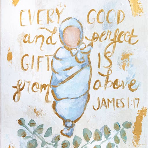 Mackenzie Kissell Art - Wholesale Art print - 'Every Good and Perfect Gift' in Acrylic Gold Frame 4x64