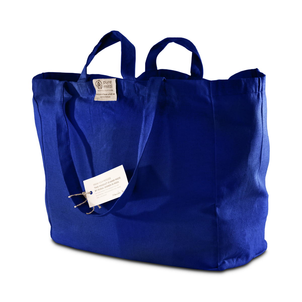 Pure Mitti - Wholesale Tote Bag - Unisex - Multi-Pocket 100% Cotton Grocery Tote – Indigo2