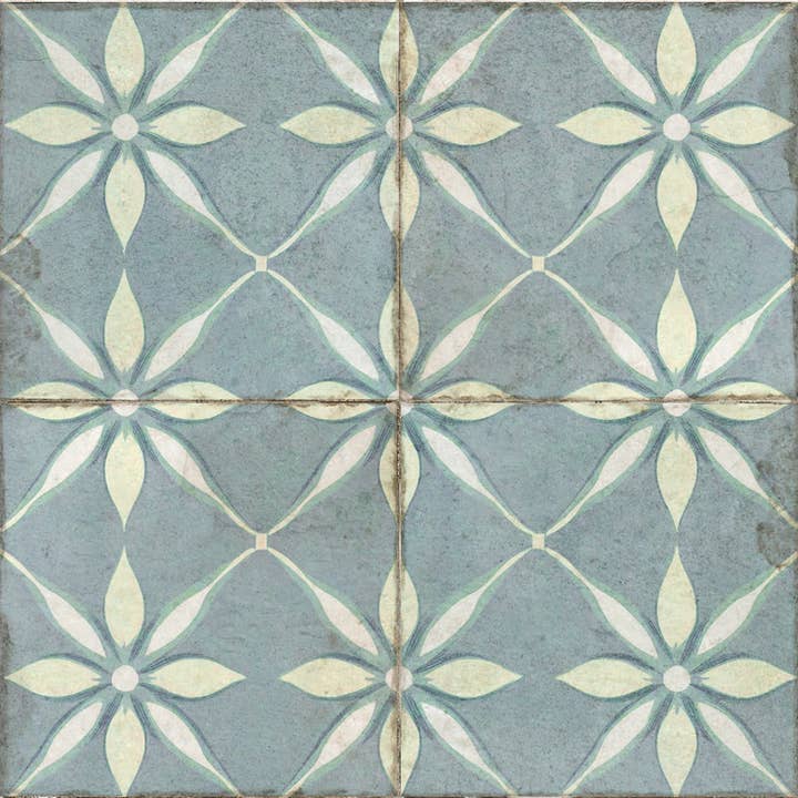 Mi Alma LLC - Wholesale Wall Tile - Floral Blue Retro Tile Decals – Peel and Stick Backsplash Stickers 24-Piece Set for Kitchen, Bathroom, or Furniture Model - R1815
