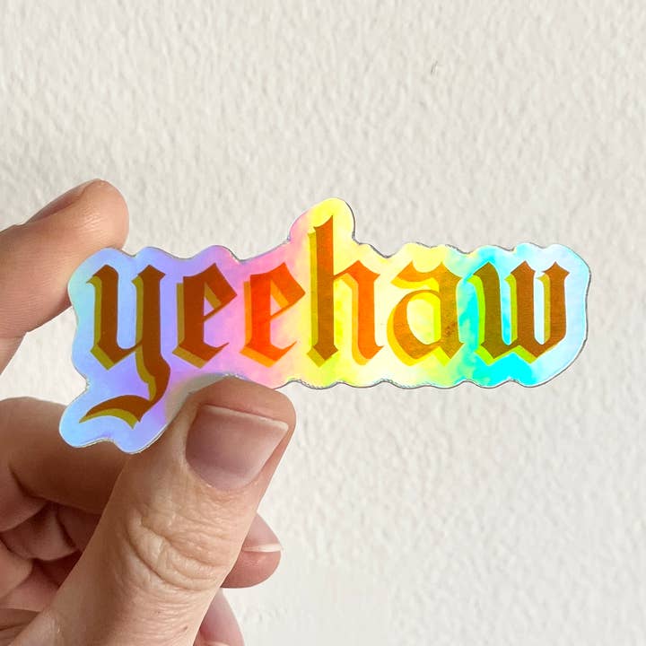 Kirsten Bauer - Wholesale Sticker - Yeehaw Orange Holographic Sticker