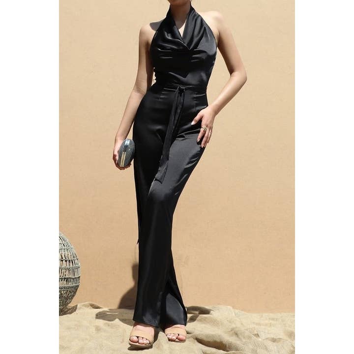 Esmeray Clothing - Vente Combinaison – femme - Combinaison élégante à col nu avec ceinture élégante1