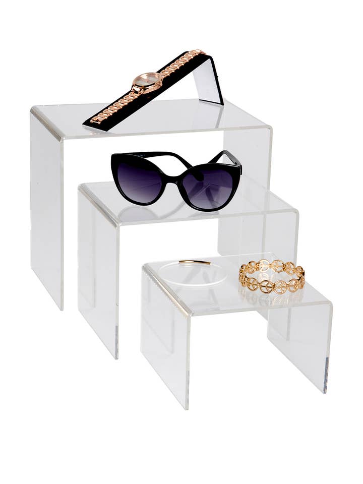 6", 8", 10" Acrylic Rectangular Nesting Displays- Set Of 3 for wholesale by Store Supply Warehouse