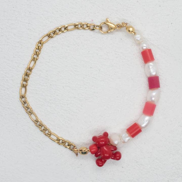 PEARLY BEAR RED BRACELET for wholesale by CIAO.STUDIOS