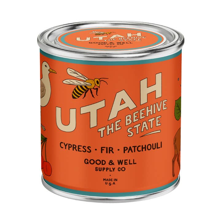 Utah State Soy Candle for wholesale by Good & Well Supply Co.
