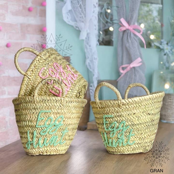Gran Wholesale - Wholesale Basket - Happy easter basket, Easter Gift Bag, Monogram Easter Straw11