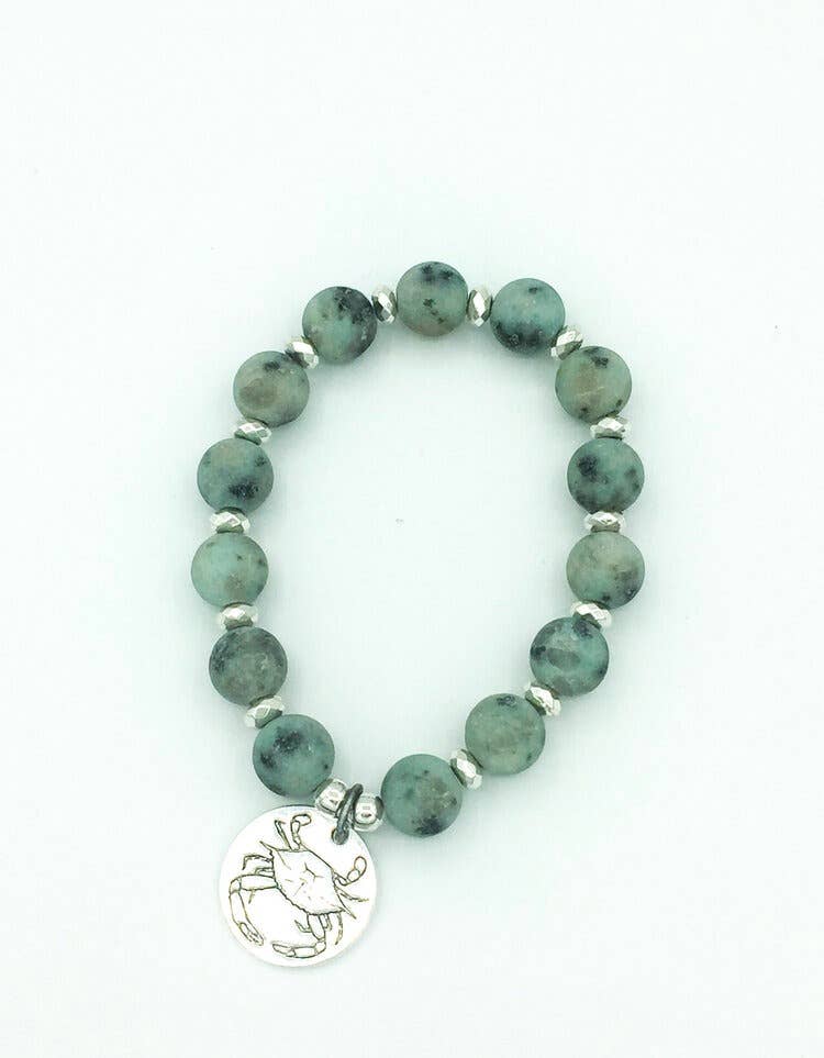 Vanessa Piche - Wholesale Beaded Bracelet - 1998 Silver Crab Sesame Jasper 10mm0