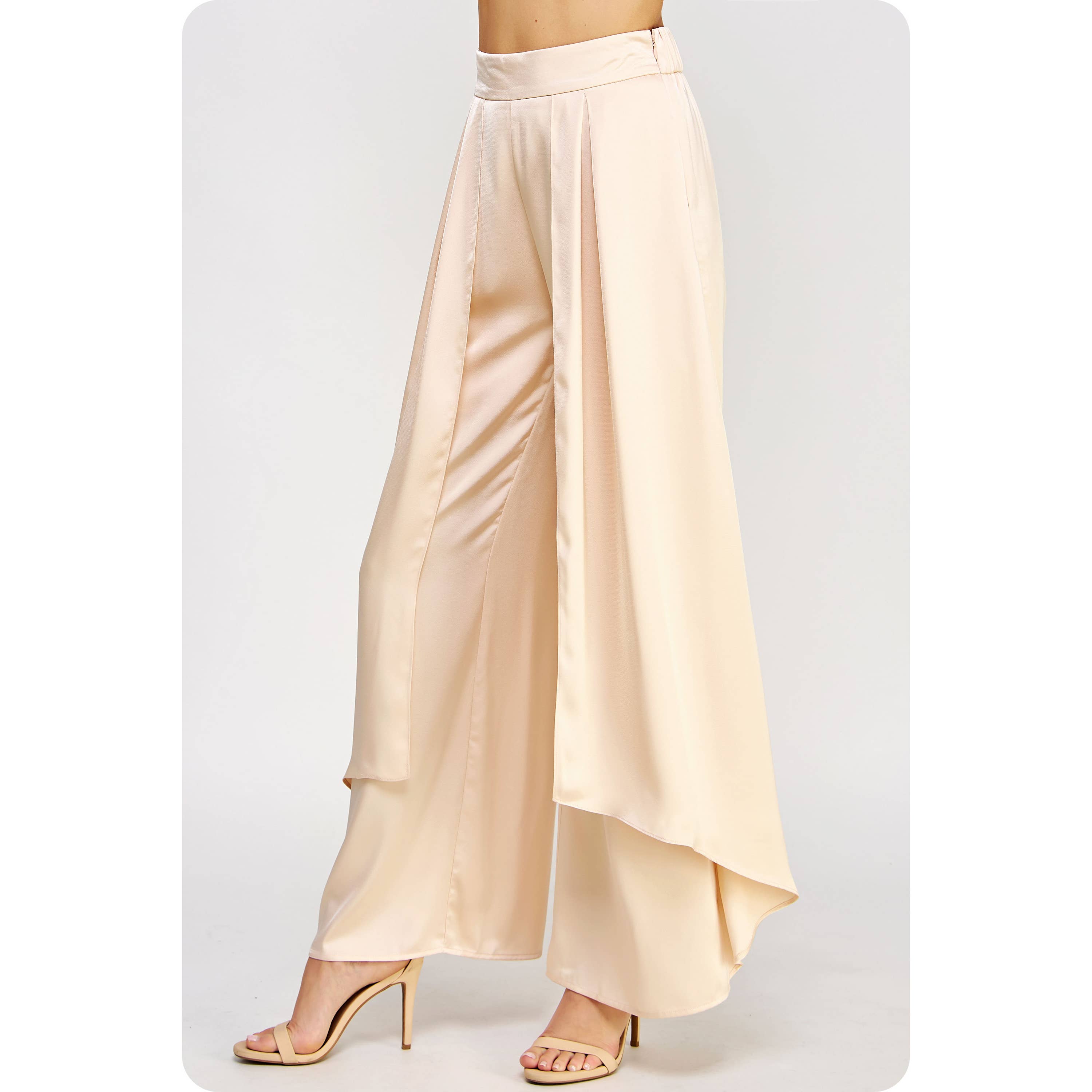 Strut & Bolt – Engroshandel Bukser - Dame – Overlay Satin Bukser Med Brede Ben1