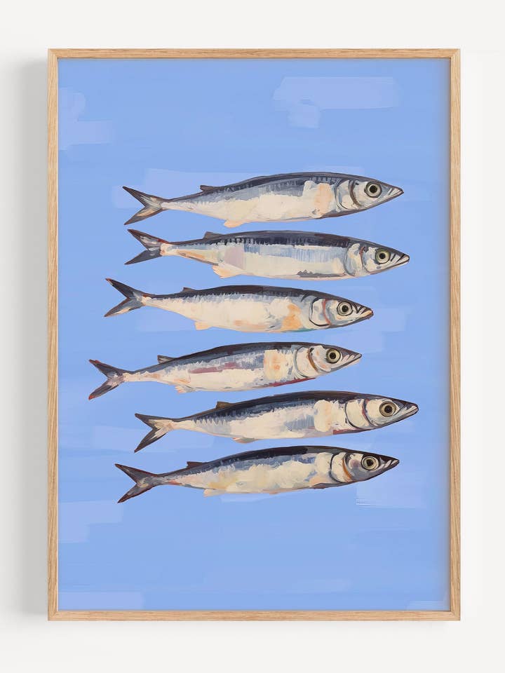 Sardine Art Print – Mediterranean Kitchen Wall Art I135-41 for wholesale by Peardrop Prints