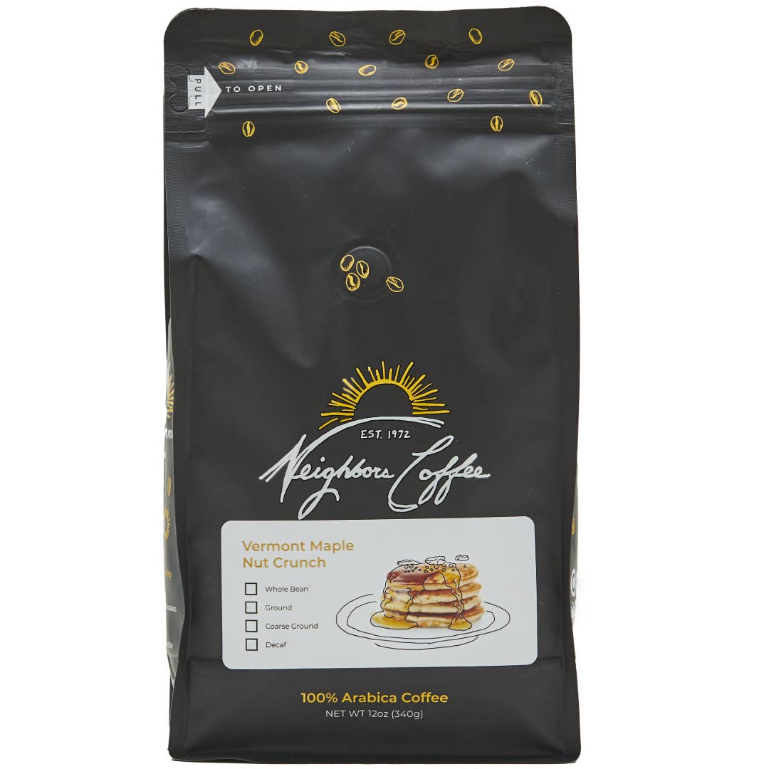 Neighbors Coffee - Gourmet Market - Wholesale Ground Coffee - Vermont Maple Nut Crunch Coffee - 12oz. Ground0