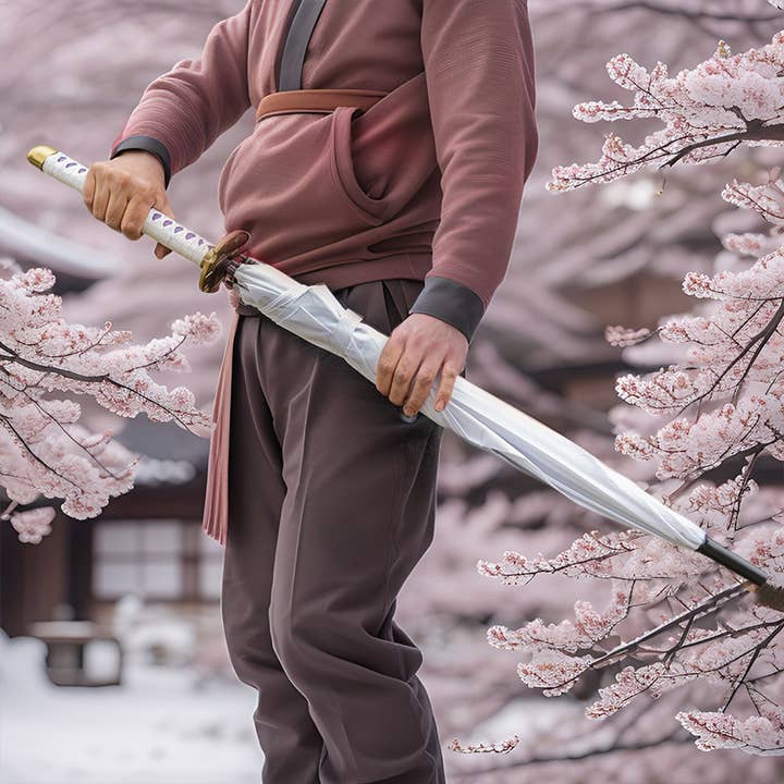 Urban Tokyo - Wholesale Paraplu - Uniseks - Witte paraplu met handvat van Katana