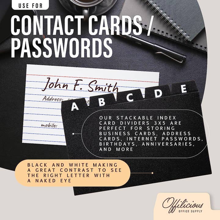 Leib Games – suporte para cartões de visita por atacado – 27 Divisores de cartão de índice 3x5" de A a Z para caixa de cartão índice3