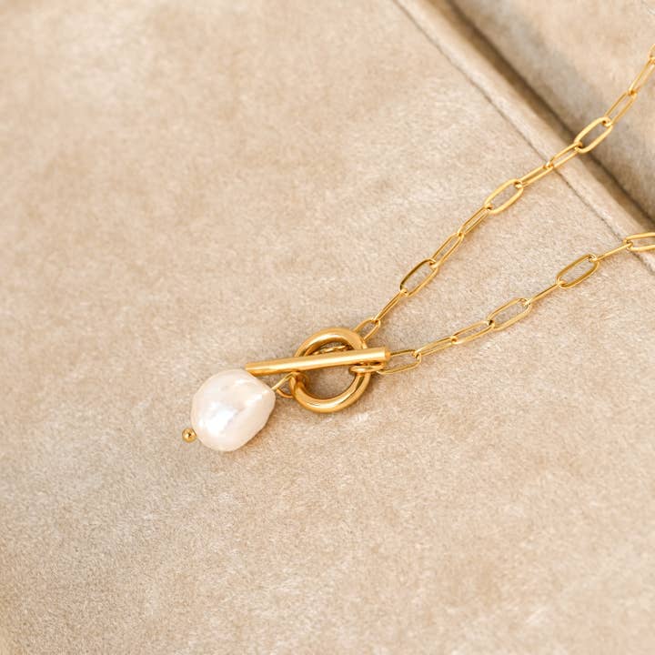 Blueyejewelry – wholesale Hänge-/berlockhalsband – Pärlhalsband med lås - Fint pappersklipshalsband med pärla