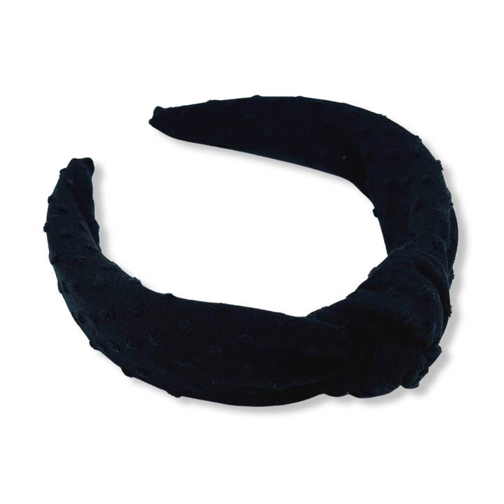 Bandeau rigide à pois noir uni pour la vente par The Happy Headband Co
