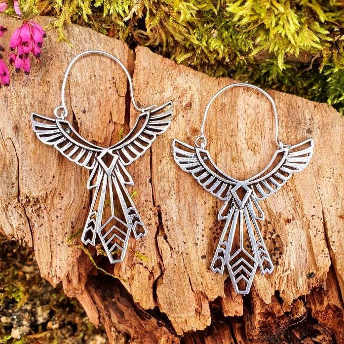 Orecchini Tuareg Aztechi in Argento; Etnico, Geometrico, rustico, yoga, hippie, gitano, carino, psy, boho, bohemien, festival per la vendita all'ingrosso da parte di Kaali Boutique