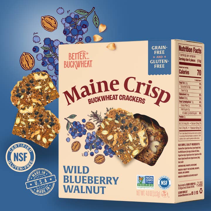 Better with Buckwheat | Maine Crisps - Wholesale Crackers - Wild Blueberry Walnut Crisps | Gluten-Free Crackers | Snacks12