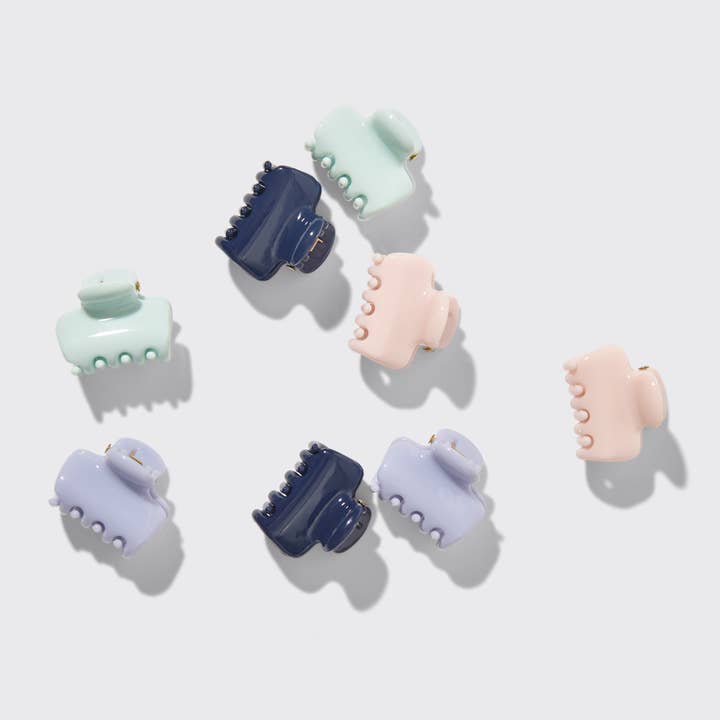 KITSCH - Wholesale Hair Clip - Women's - Recycled Plastic Mini Cloud Clips 8pc Set- Garden Bouquet