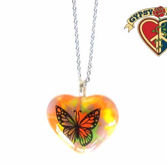 Collana con pendente in vetro a forma di cuore per la vendita all'ingrosso da parte di Gypsy Rose