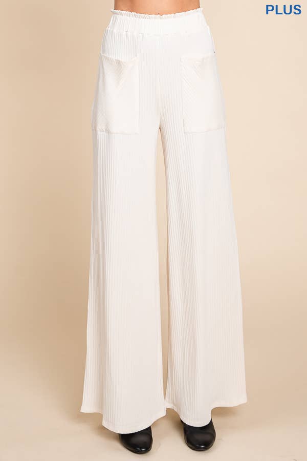 Culture Code - Wholesale Pants - Women's - CRP1797X - RUCHING FRILL WAIST WIDE PANTS11