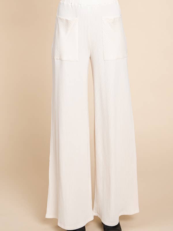 Culture Code - Wholesale Pants - Women's - CRP1797X - RUCHING FRILL WAIST WIDE PANTS11