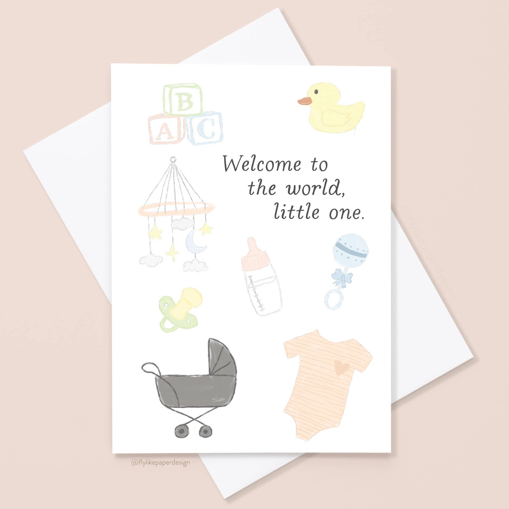 Fly Like Paper Design - Wholesale Baby Card - Welcome Little One Baby Card0