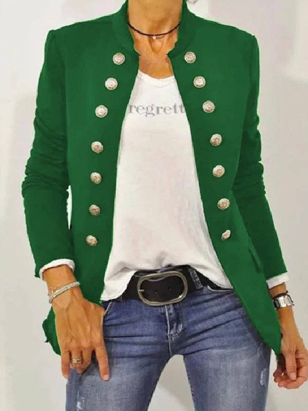 Sheer Trend - Wholesale Jacket - Women's - Casual Long Sleeves Buttoned Stand Collar Jackets Outerwear3