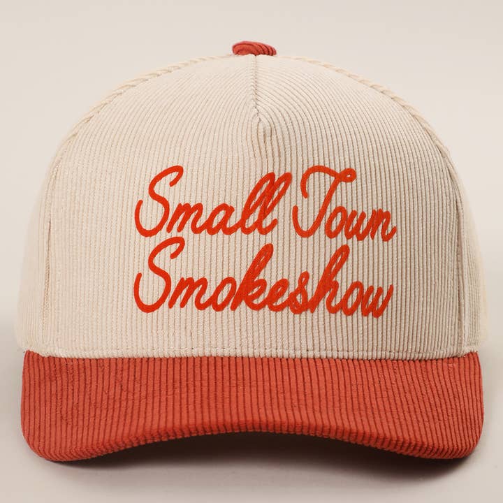 Fashion City - Wholesale Trucker Hat - Unisex - SMALL TOWN SMOKESHOW Heat Press Corduroy Trucker Hat 5
