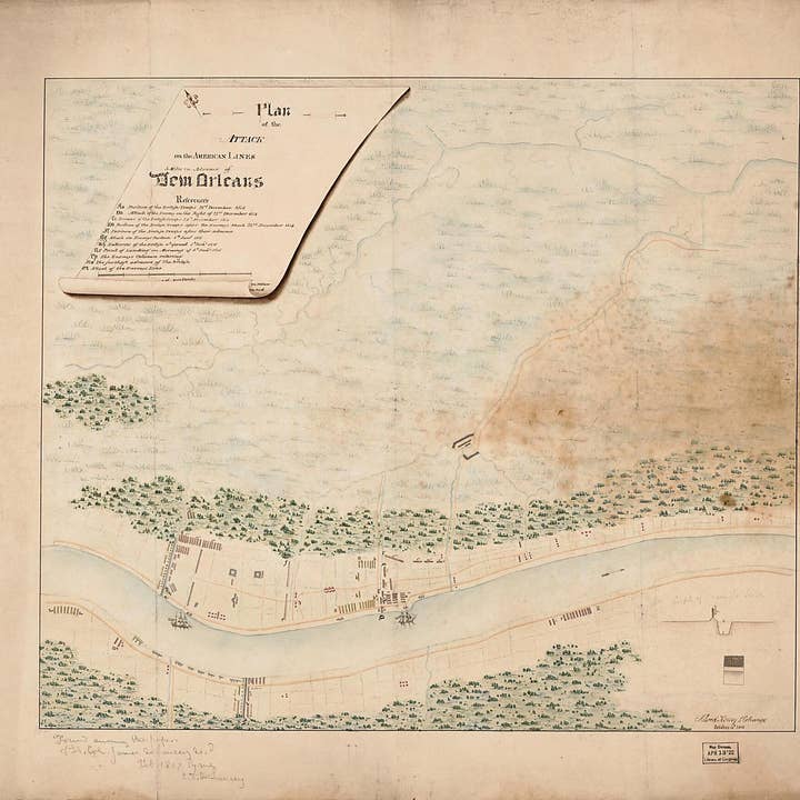 Relic Map Co. - Wholesale Map - Plan of the Attack On the American Lines 5 Miles In Advance of New Orleans 1816