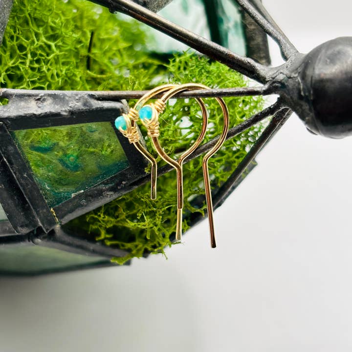 Rachel Renee Jewelry - Wholesale Hoop Earrings - DECO Gem Open Circle Threader Hoops