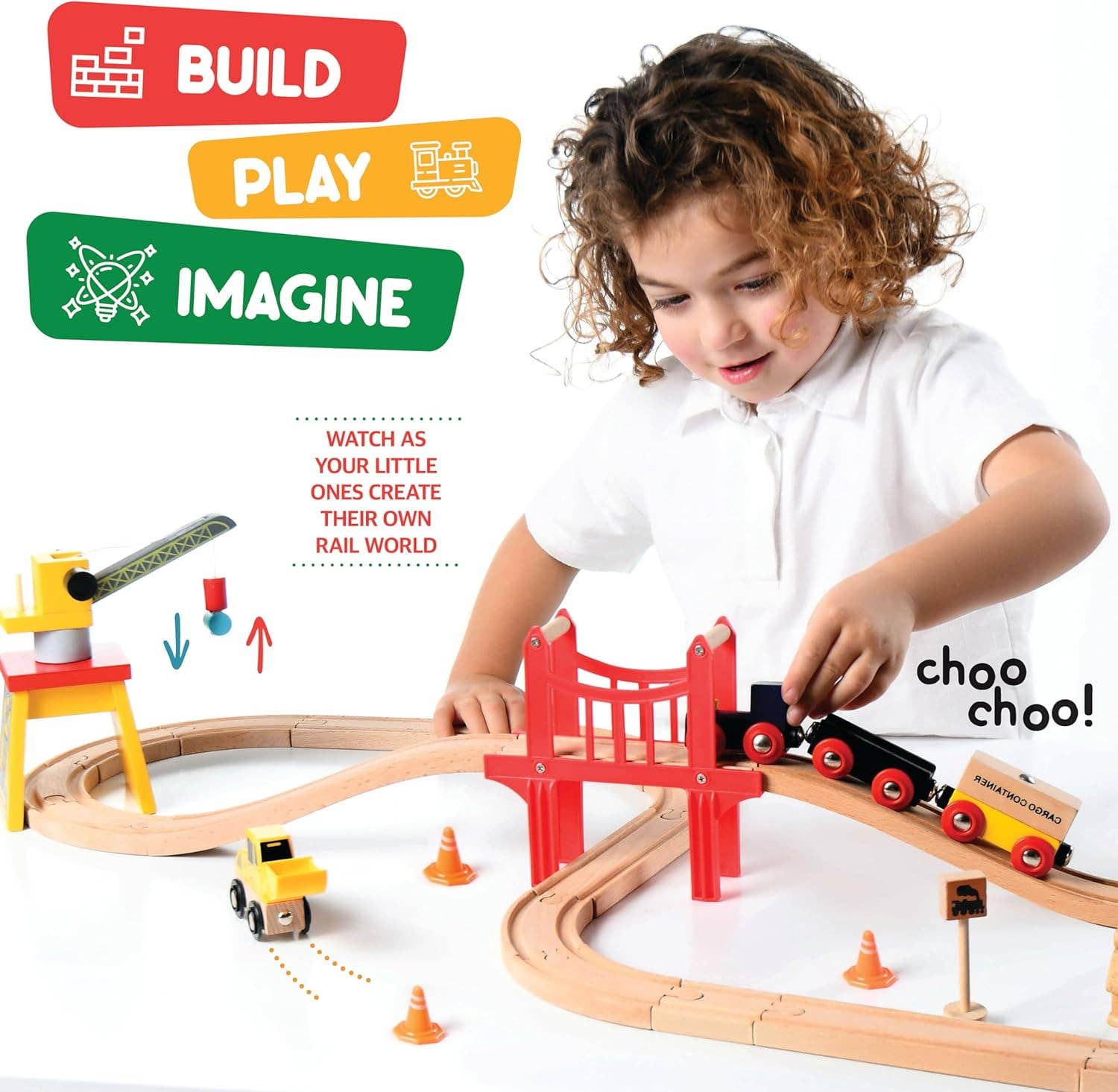 Play22 - Wholesale Toy Set - Kids - Kids 38Pcs Wood Train Track Set Compatible with Major Brands2