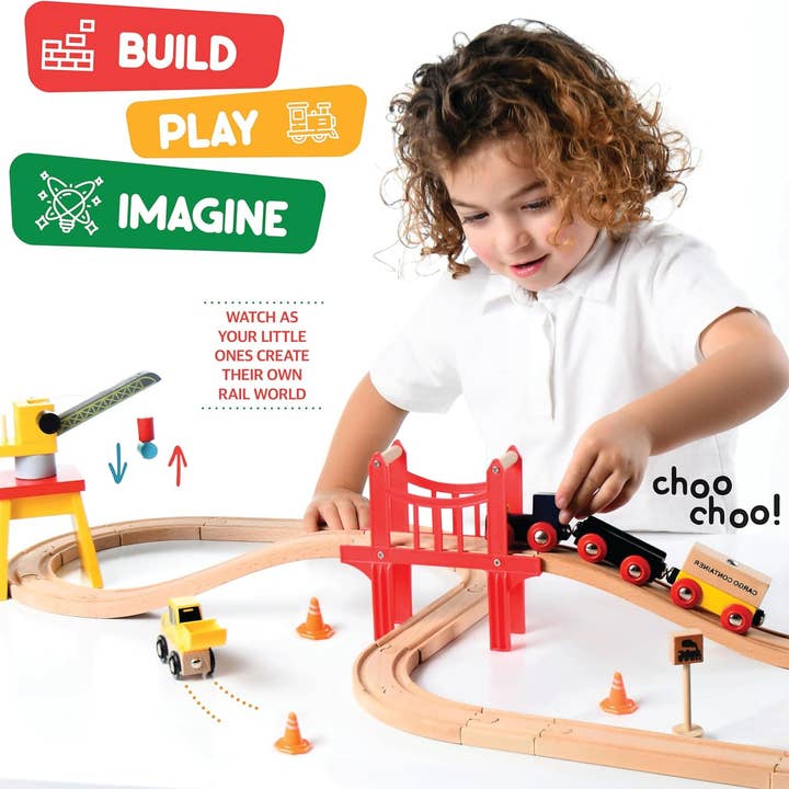Play22 - Wholesale Toy Set - Kids - Kids 38Pcs Wood Train Track Set Compatible with Major Brands2