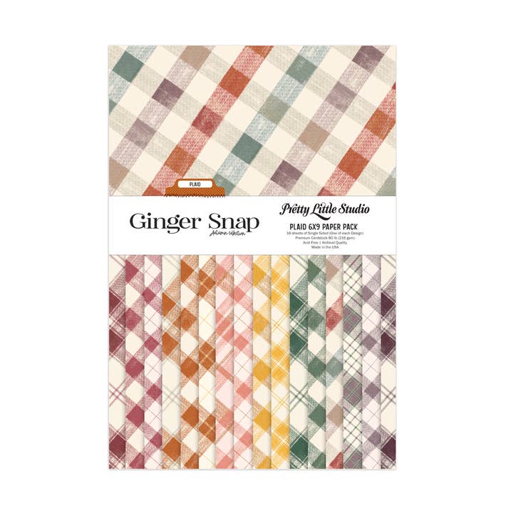 Ginger Snap Plaid 6x9 Single Sided Paper Pack - 16 sheets for wholesale by Pretty Little Studio