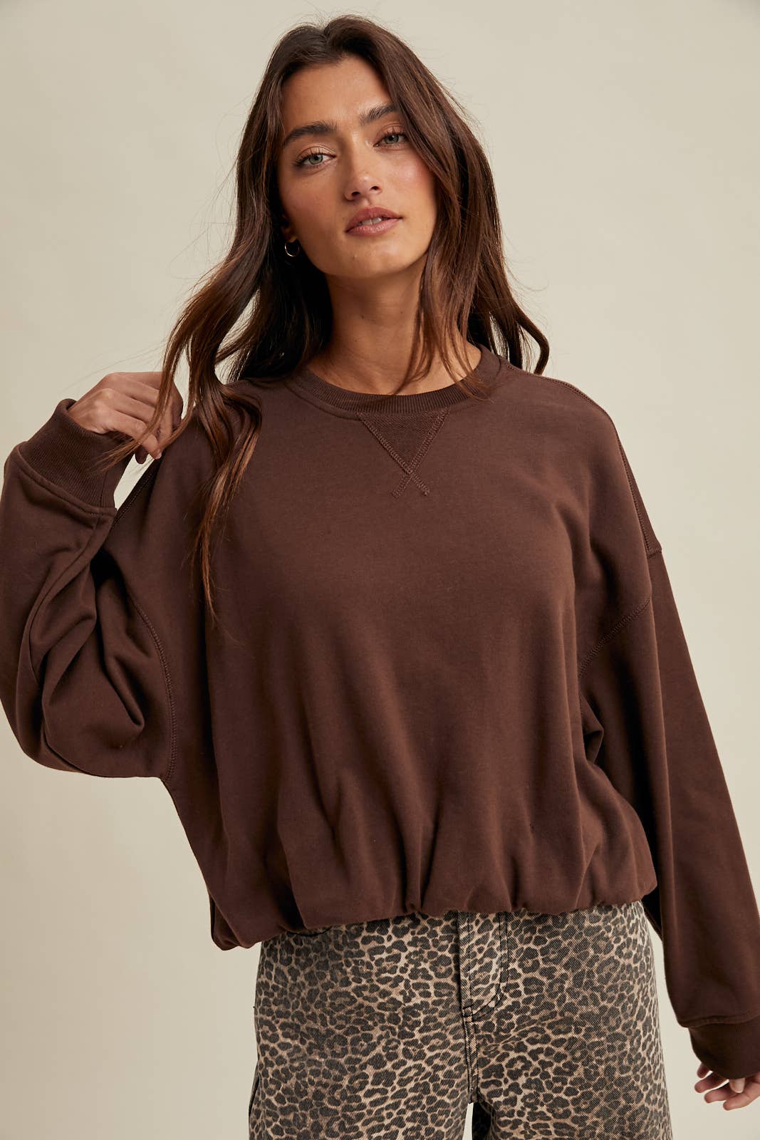 Wishlist Apparel - Wholesale Knit Top - Women's - BUBBLE HEM FRENCH TERRY TOP / WL25-114014