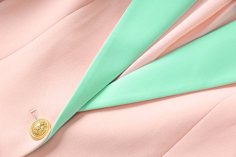 Lyserød BL8-6L Chic Pink 3/4 ærmet jakke med kontrastsøm for engroshandel på Faire6