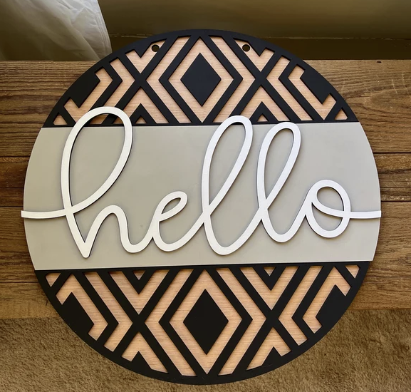 Kate's Blanks - Wholesale Door Hanger - Pattern- Hello Geometric  Door Hanger DIY | Wood Sign2
