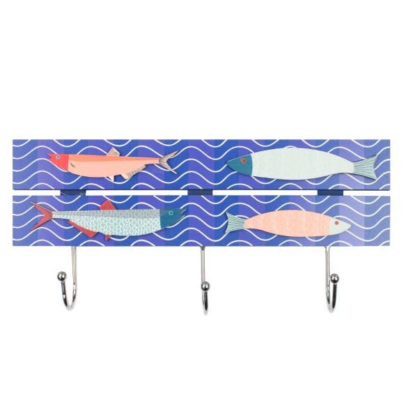 Nauticalia – wholesale Wall hook – Fish Triple Coathook, 30x9cm