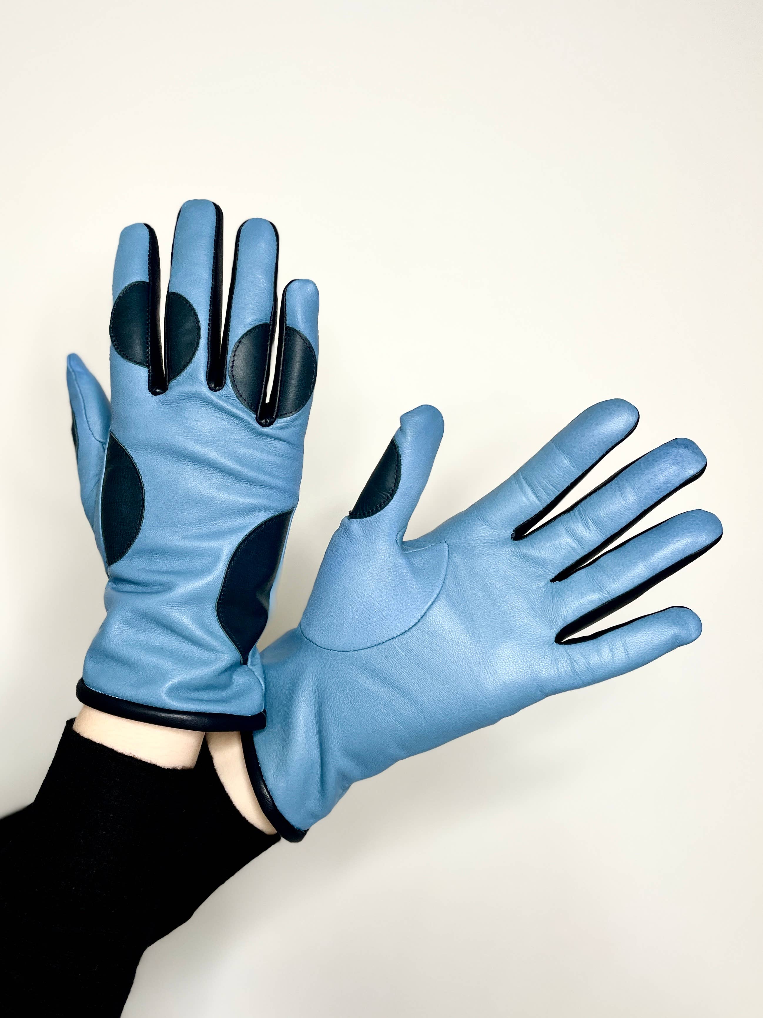 Lola Ramona - Wholesale Gloves - Women's - Gloves Dottie Dots - Baby blue/Navy2