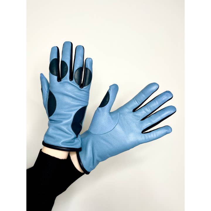 Lola Ramona - Wholesale Gloves - Women's - Gloves Dottie Dots - Baby blue/Navy2