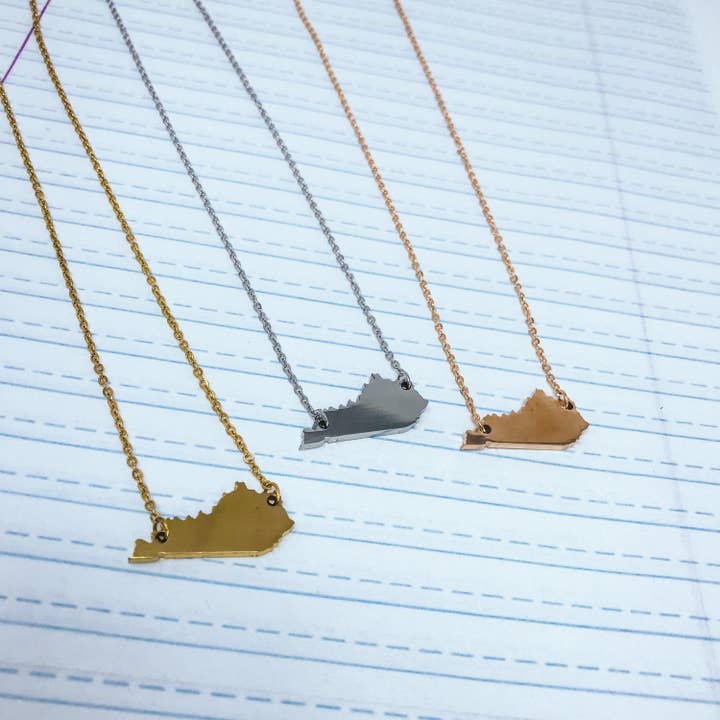 Kentucky State Silhouette Necklace for wholesale by Butter Makes Me Happy