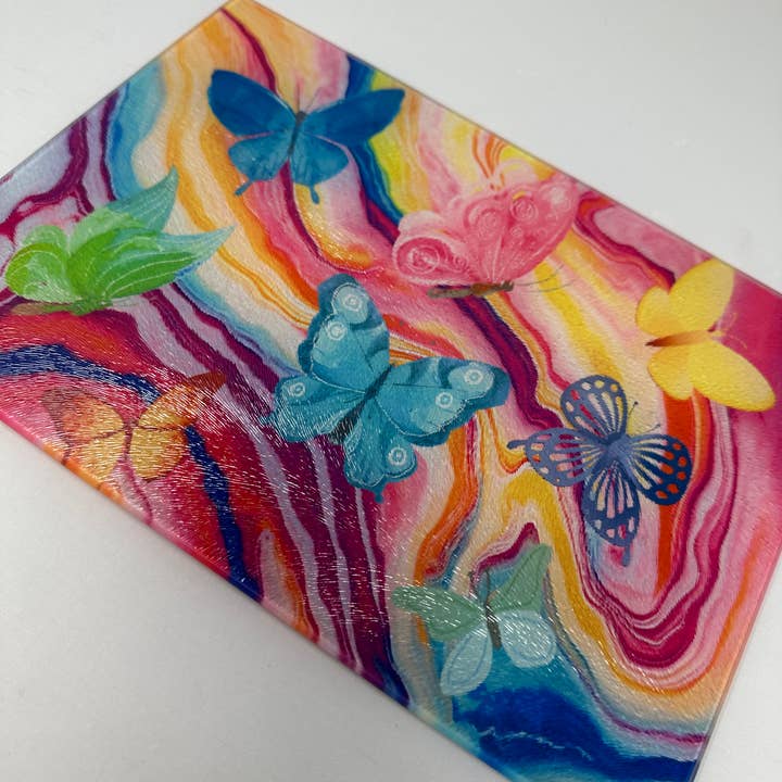 Resinate By KS / by KRISTIN SMITH - Wholesale Cutting Board - Rainbow Agate Butterfly  Cutting BoardÂ