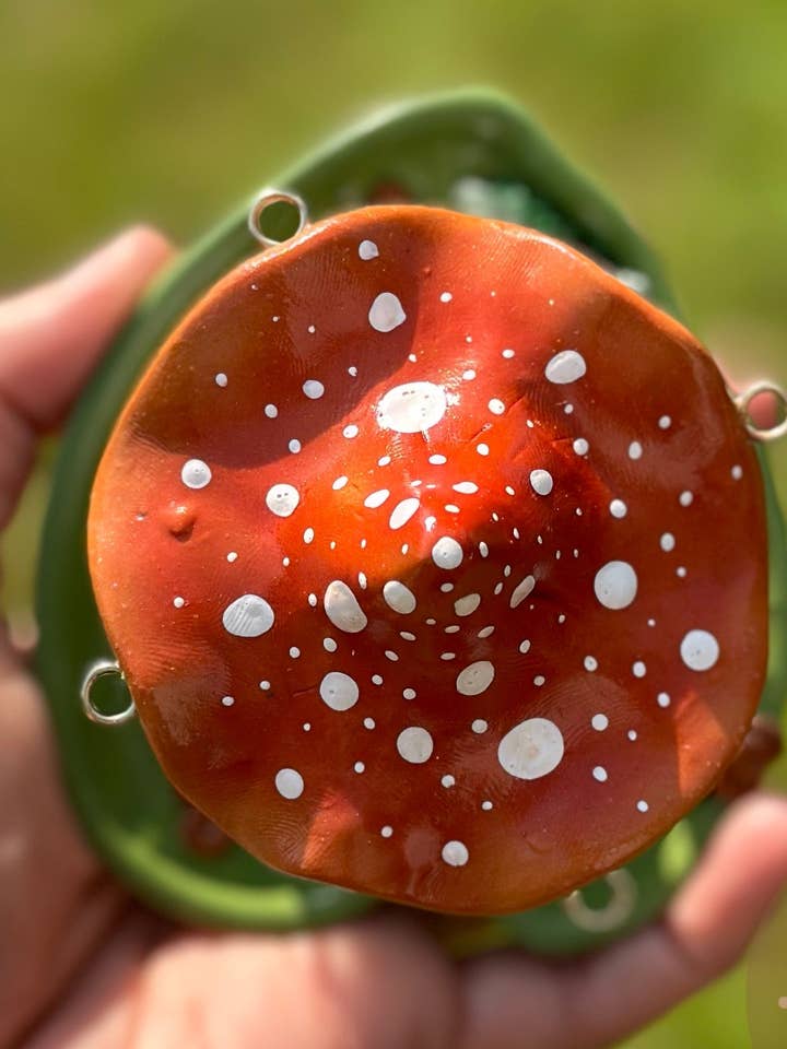 Jewelry Tray | Orange Mushroom on Green Leaf for wholesale by Making Olás