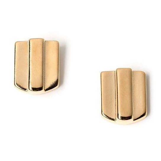 Layered Dome Stud Earrings (available in gold and rhodium) for wholesale by VUE by SEK