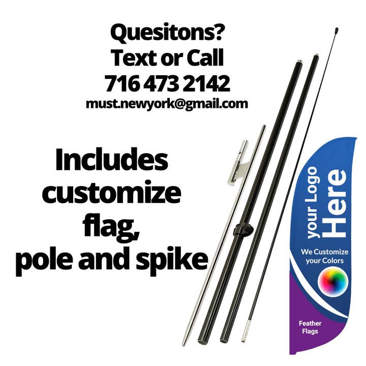 Must NY - Wholesale Flag - Custom Double-Sided Advertising Feather Flag with Logo