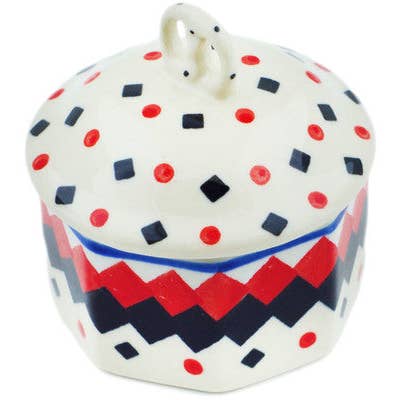 Mini Pretzel Jar 3" Black Diamond Theme for wholesale by Polmedia Polish Pottery