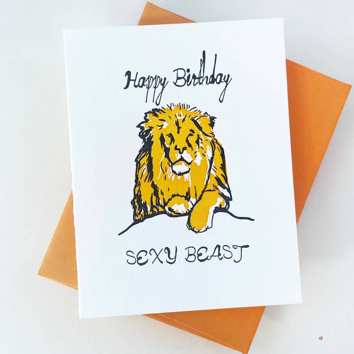 Steel Petal Press - Wholesale Birthday Card - Sexy Beast Birthday - Letterpress Birthday Greeting Card