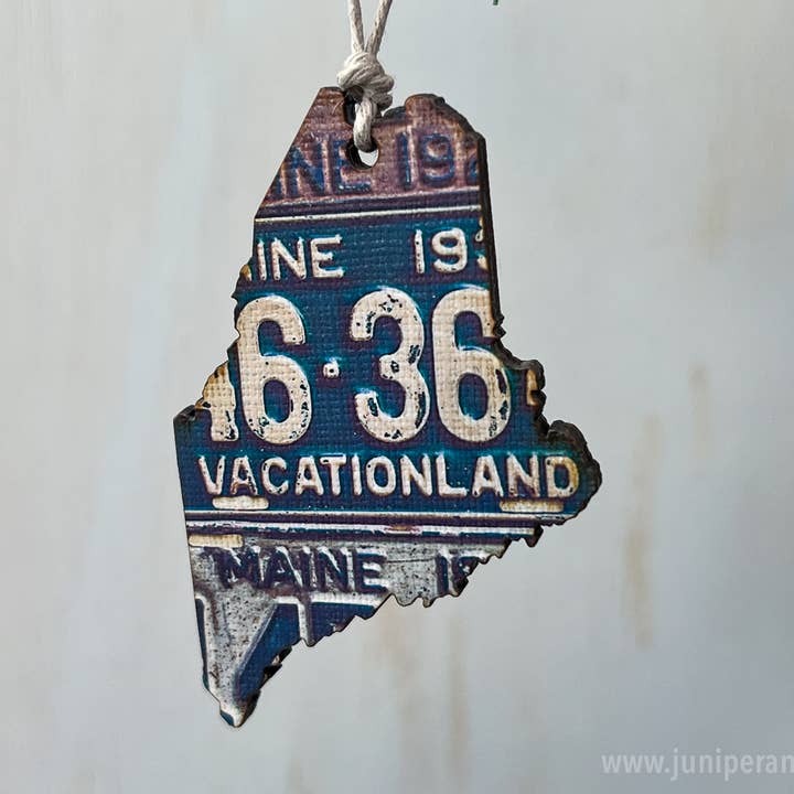 Maine Vintage License Plate Ornament or Magnet for wholesale by Juniper & Spruce