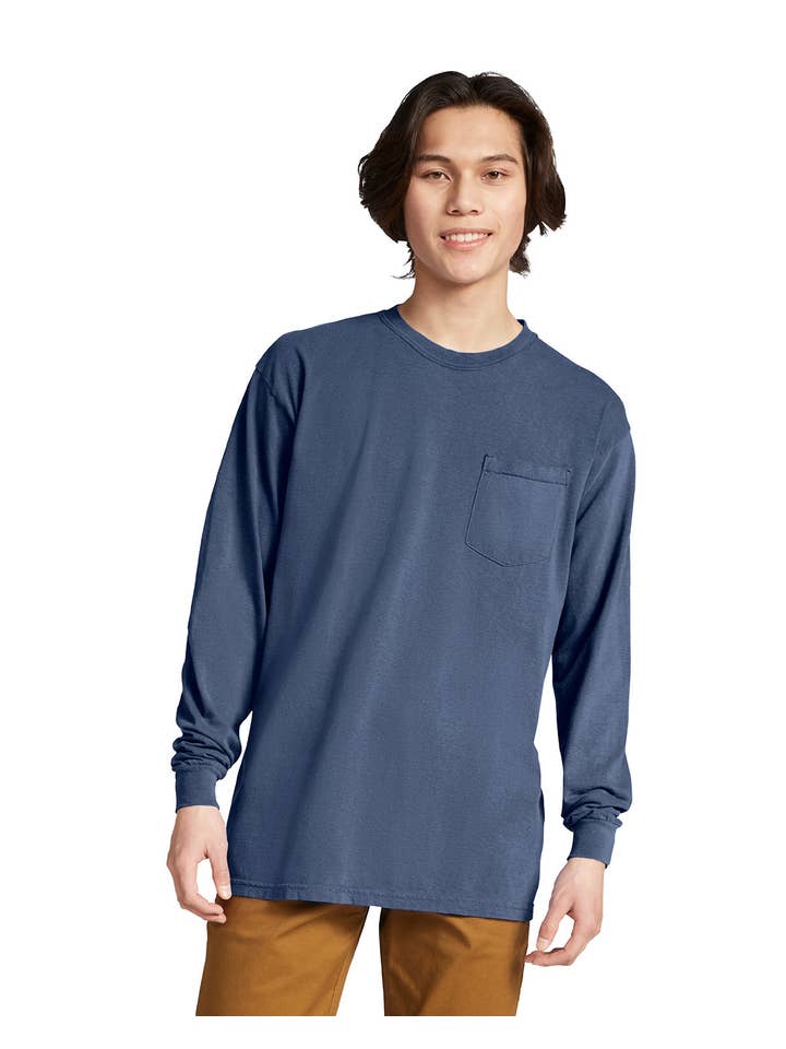 Total Apparel - Wholesale T-Shirt - Men's - Comfort Colors Garment-Dyed Long-Sleeve Pocket T-Shirt C441016