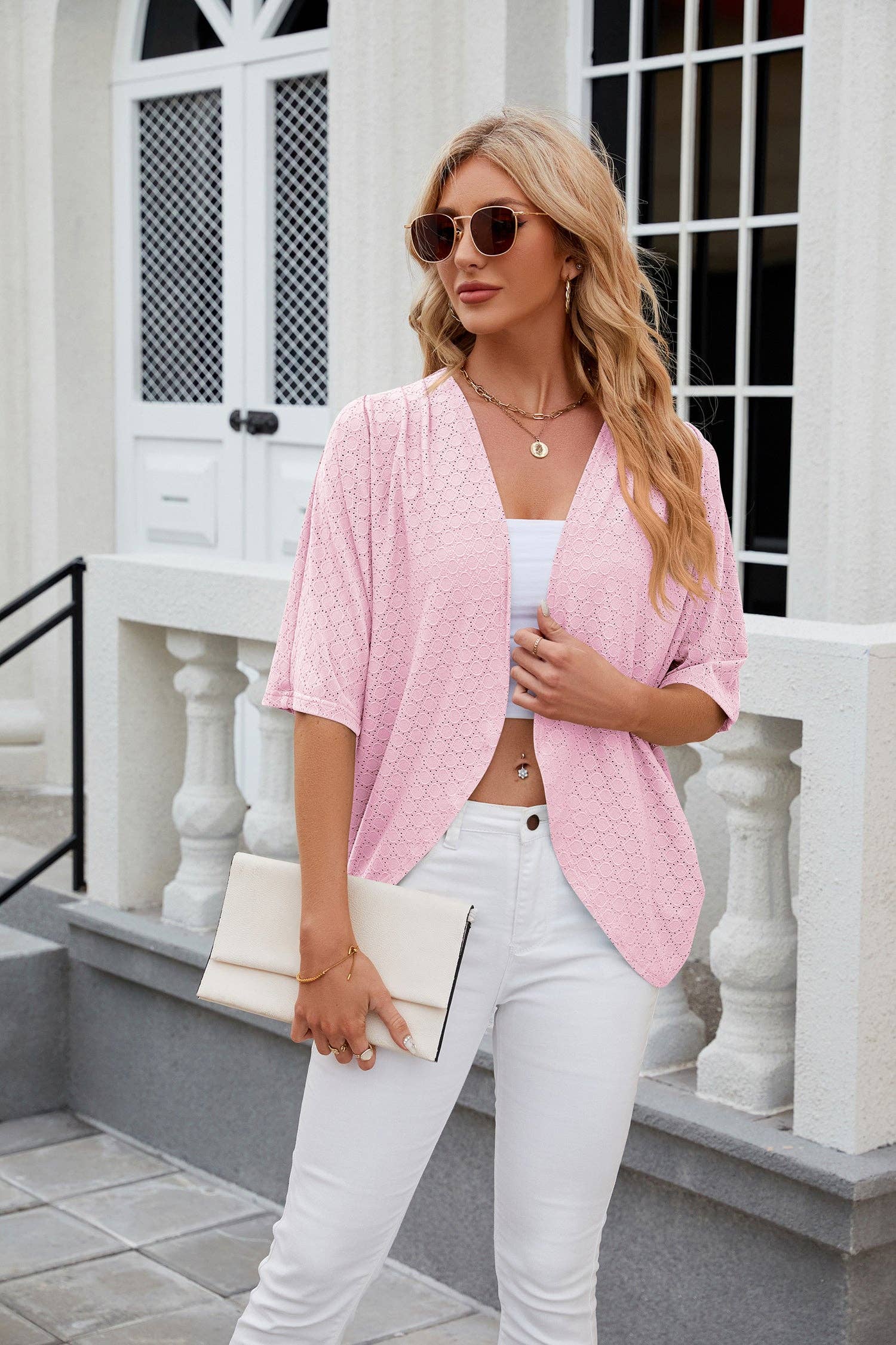 Lovesoft - Vente Cardigan – femme - Cardigan à manches courtes, chandails légers en tricot à devant ouvert5